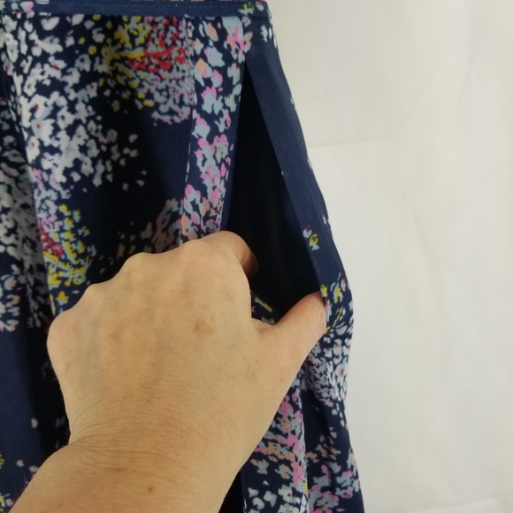MODCLOTH Navy Floral Ruffled Midi Pocketed Dress - Picture 9 of 14